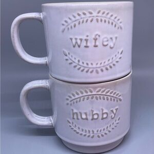 Sheffield Ho,e Mug Set of 2 “Hubby” “Wifey” 12oz NWOT